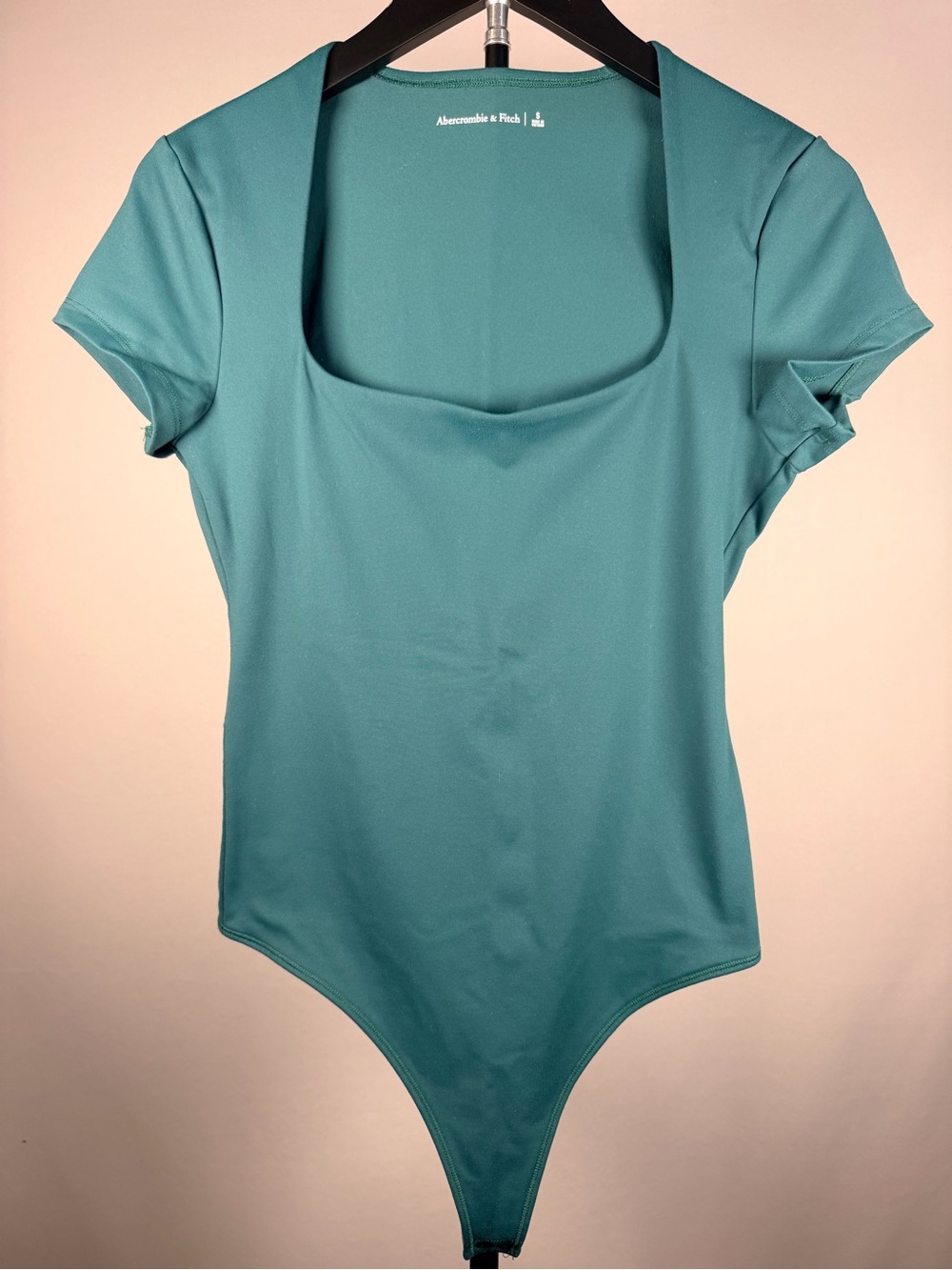 Abercrombie & Fitch Emerald Green Short-Sleeve Square Neck Bodysuit